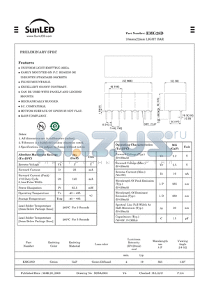 EMG28D datasheet - 10mmx22mm LIGHT BAR