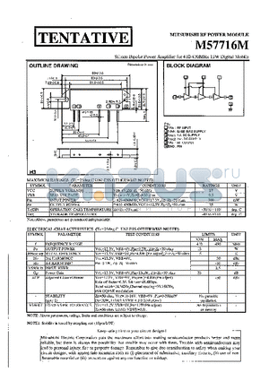 M57716 datasheet - Silicon Biporlar Power Amplifier for 410-430MHz 13W Digital Mobile