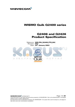 Q2406A datasheet - SELF CONTAINED E GSM/GPRS 900/1800 OR 850/1900 BI BAND MODULE