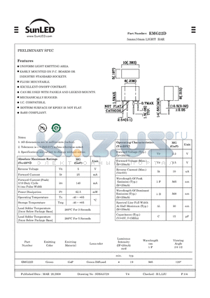 EMG22D datasheet - 5mmx10mm LIGHT BAR