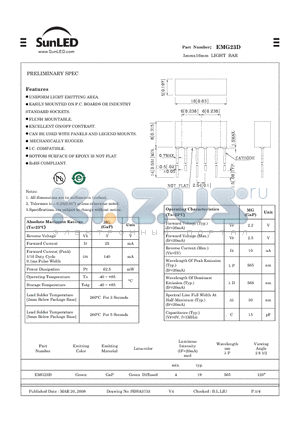 EMG23D datasheet - 5mmx16mm LIGHT BAR