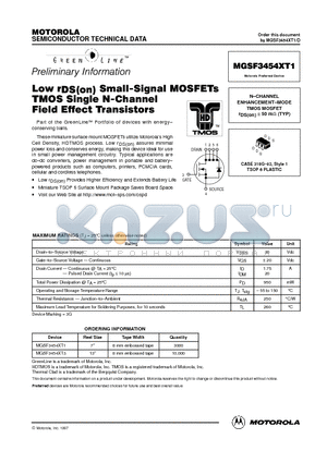 MGSF3454XT1 datasheet - N-CHANNEL ENHANCEMENT-MODE TMOS MOSFET