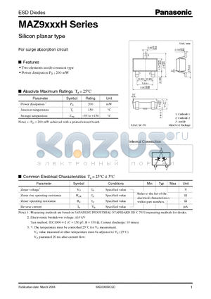MAZ9068H datasheet - For surge absorption circuit