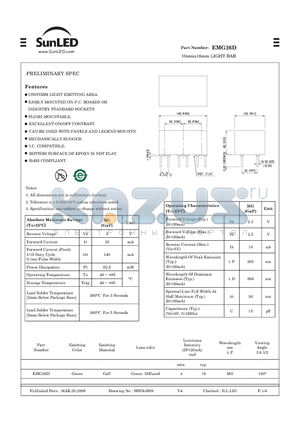 EMG26D datasheet - 10mmx16mm LIGHT BAR