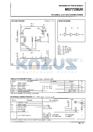 M57729UH datasheet - 470-490MHz 12.5V,30W,FM MOBILE RADIO