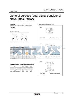 EMG6 datasheet - General purpose (dual digital transistors)