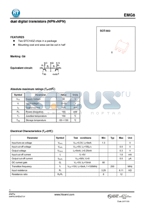 EMG8 datasheet - dual digital transistors ( NPN NPN)