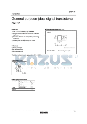EMH16 datasheet - General purpose (dual digital transistors)