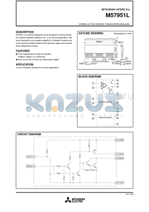 M57951L datasheet - HYBRID IC FOR DRIVING TRANSISTOR MODULES