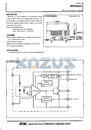 M57962AL datasheet - HYBRID IC FOR DRIVING IGBT MODULES