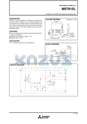 M57915L datasheet - HYBRID IC FOR DRIVING TRANSISTOR MODULES