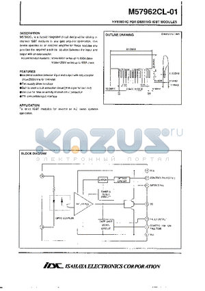 M57962CL-01 datasheet - HYBRID IC FOR DRIVING IGBT MODULES