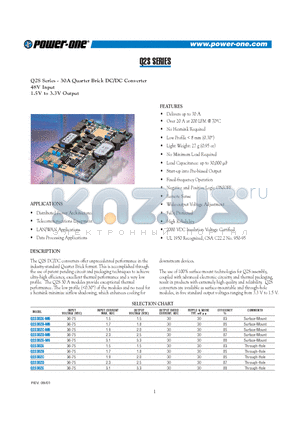 Q2S30ZB-M6 datasheet - Q2S Series - 30A Quarter Brick DC/DC Converter 48V Input 1.5V to 3.3V Output