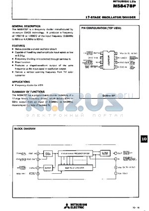 M58478P datasheet - 17-STATE OSCILLATOR / DIVIDER