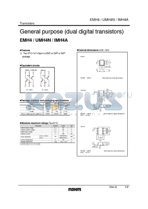 EMH4 datasheet - General purpose (dual digital transistors)