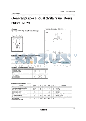 EMH7 datasheet - General purpose (dual digital transistors)