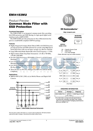 EMI4183MU datasheet - Common Mode Filter with ESD Protection
