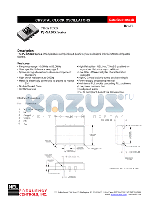 PJ-XA20X datasheet - The PJ-XA20X Series of temperature compensated quartz crystal oscillators provide CMOS compatible signals.