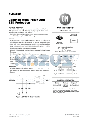 EMI4192 datasheet - Common Mode Filter with ESD Protection