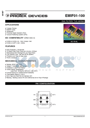 EMIF01-100_07 datasheet - EMI FILTER/ TVS ARRAY