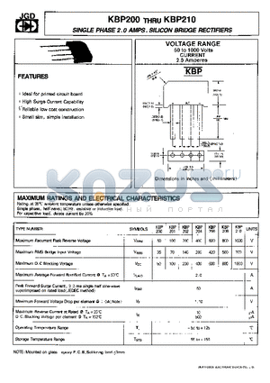 KBP201 datasheet - SINGLE PHASE 2.0 AMPS. SILICON BRIDGE RECTIFIERS