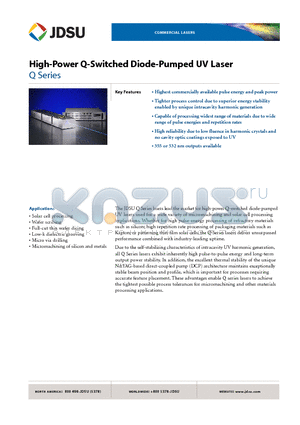Q302-HD datasheet - High-Power Q-Switched Diode-Pumped UV Laser