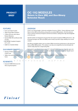 OC-192 datasheet - Return to Zero (RZ) and Duo-Binary Extended Reach