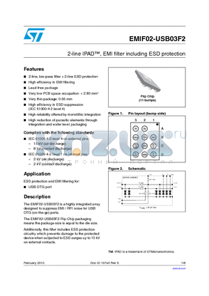 EMIF02-USB03F2_10 datasheet - 2-line IPAD, EMI filter including ESD protection