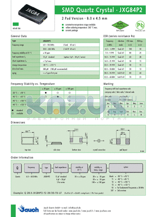 Q40.0-JXG84P2-12-30 datasheet - SMD Quartz Crystal