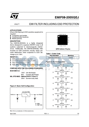 EMIF08-2005QEJ_05 datasheet - EMI FILTER INCLUDING ESD PROTECTION