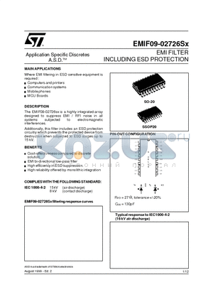 EMIF09-02726S6 datasheet - EMI FILTER INCLUDING ESD PROTECTION