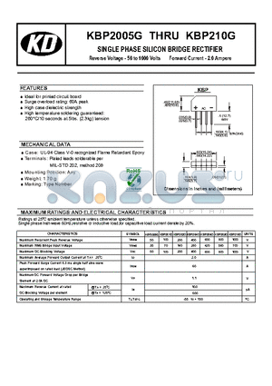 KBP204G datasheet - SINGLE PHASE SILICON BRIDGE RECTIFIER