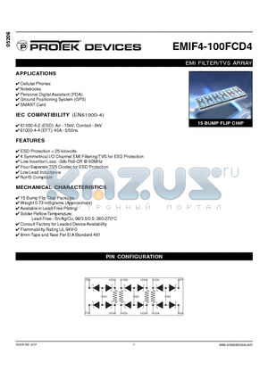 EMIF4-100FCD4_07 datasheet - EMI FILTER/TVS ARRAY