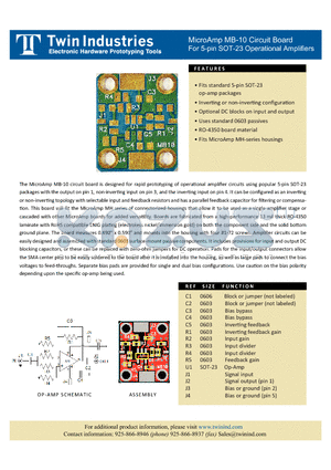 MB-10 datasheet - MicroAmp MB-10 Circuit Board