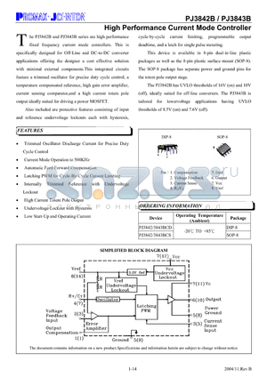 PJ3842BCS datasheet - High Performance Current Mode Controller