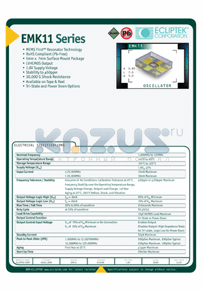 EMK11G2J-50.000M datasheet - OSCILLATOR