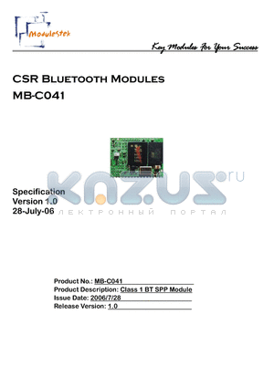 MB-C041 datasheet - CSR Bluetooth Modules