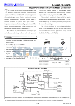 PJ3844BCD datasheet - High Performance Current Mode Controller