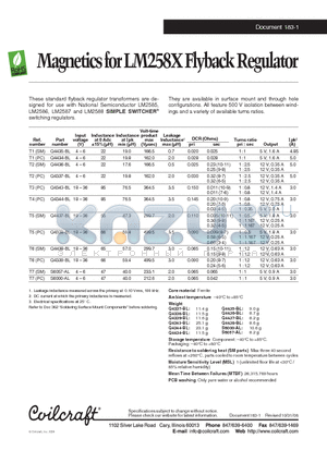 Q4344-BL datasheet - Magnetics for LM258X Flyback Regulator