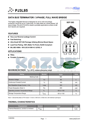 PJ3L85_08 datasheet - DATA BUS TERMINATOR / 3-PHASE, FULL WAVE BRIDGE