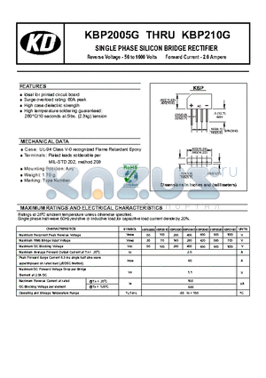 KBP210G datasheet - SINGLE PHASE SILICON BRIDGE RECTIFIER