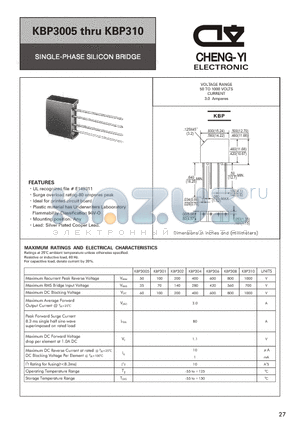 KBP3005 datasheet - SINGLE-PHASE SILICON BRIDGE