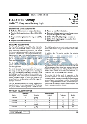 PAL16L8-5JC datasheet - 20-Pin TTL Programmable Array Logic