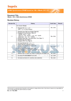 HY57V641620ET-7 datasheet - 64Mb Synchronous DRAM based on 1M x 4Bank x16 I/O