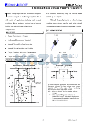 PJ7800 datasheet - 3-Terminal Fixed Voltage Positive Regulators