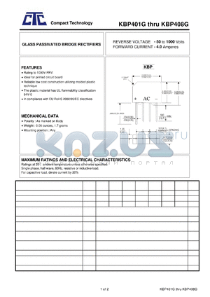 KBP404G datasheet - GLASS PASSIVATED BRIDGE RECTIFIERS