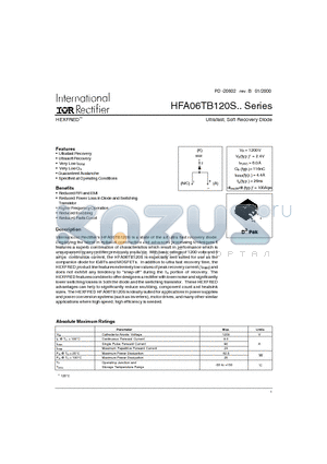 HFA06TB120S datasheet - Ultrafast, Soft Recovery Diode