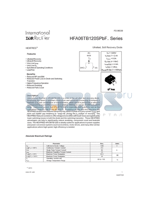 HFA06TB120SPBF datasheet - Ultrafast, Soft Recovery Diode