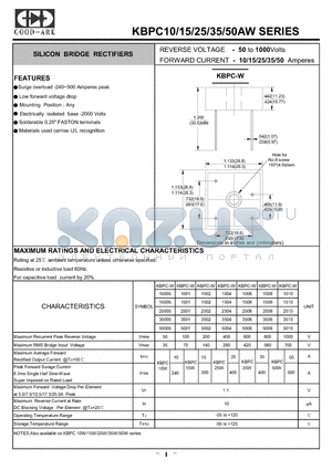 KBPC-W3504 datasheet - SILICON BRIDGE RECTIFIERS