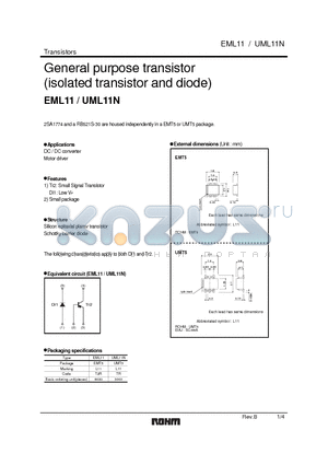 EML11 datasheet - General purpose transistor (isolated transistor and diode)